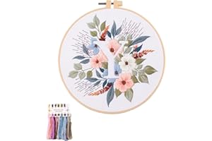 artcici Embroidery Kits Plant Flower Leaf English Letter Patterns for Beginners Adults, Full Range Embroidery Starter Kits Cross Stitch Needlework Supplies (Letter Y)