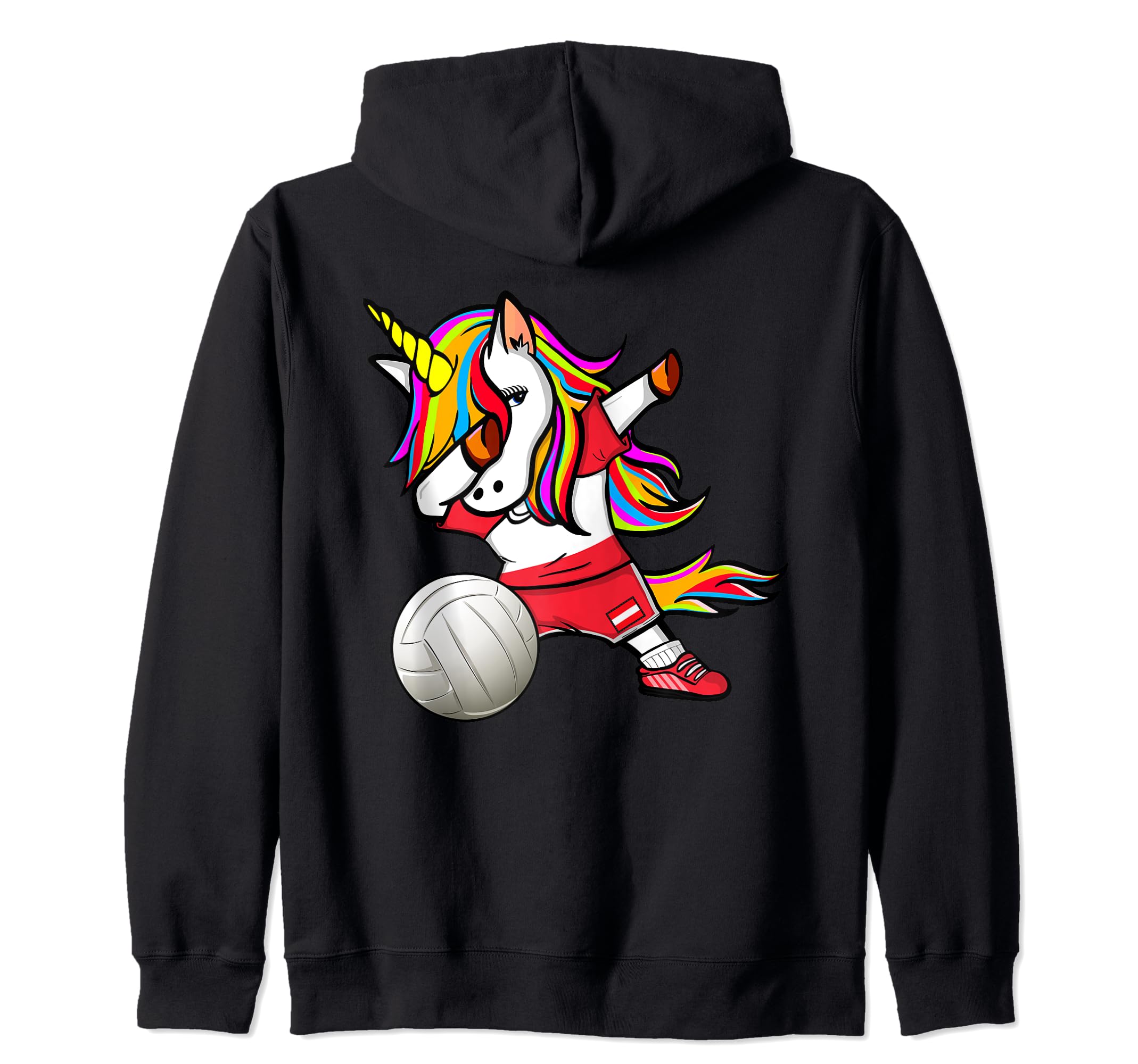 Dabbing Unicorn Austria Volleyball Fans Jersey Austrian Flag Zip Hoodie