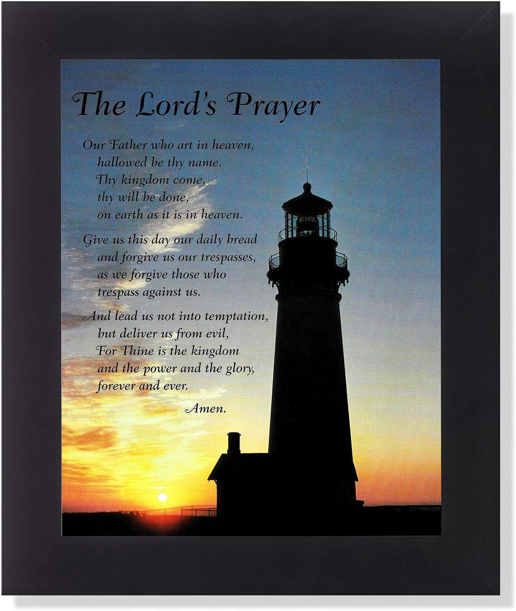 Lord's Prayer Lighthouse Christian Inspirational Black