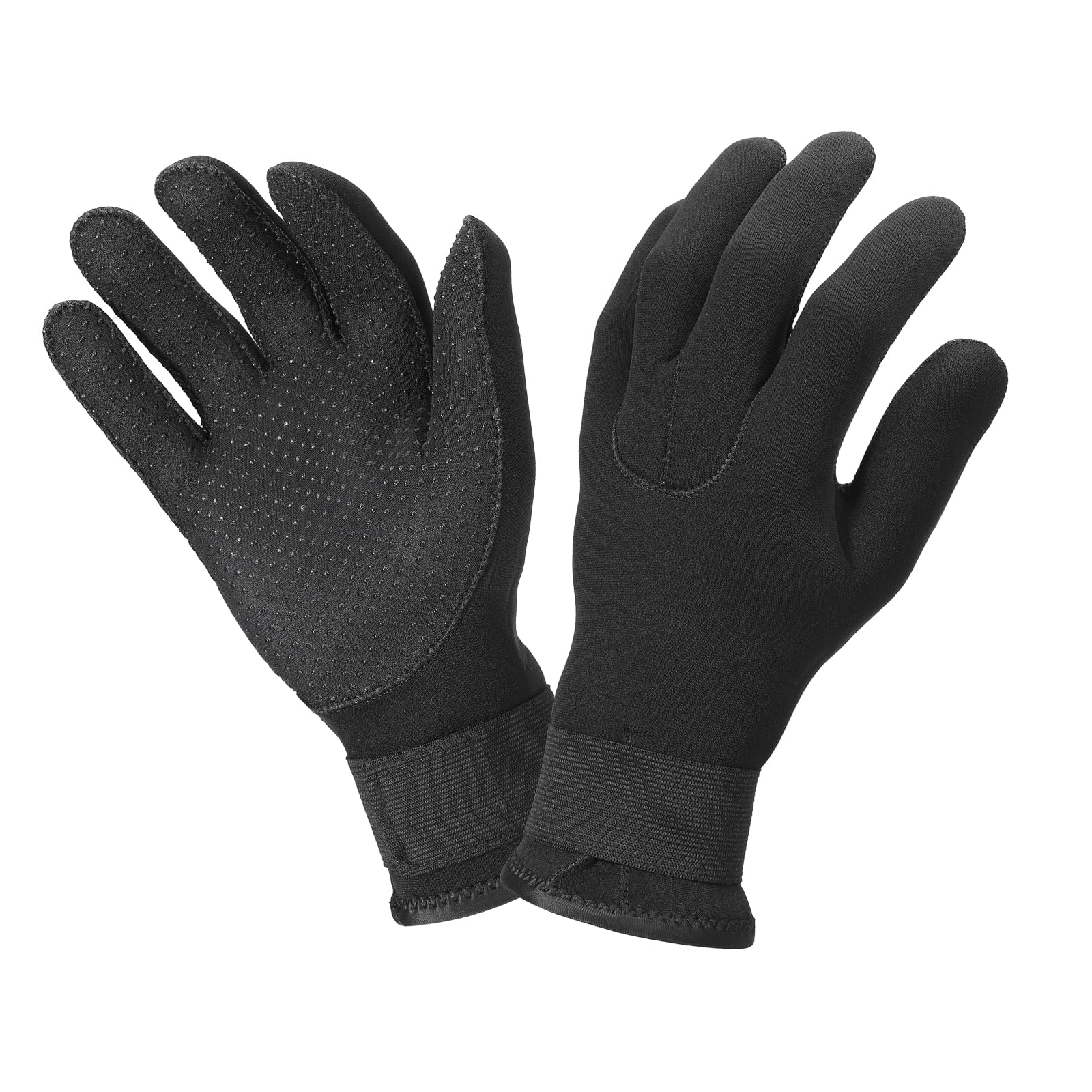 PATIKIL 3mm Neoprene Diving Gloves, 1 Pair Wetsuit Dive Gloves Five Finger Surfing Scuba Gloves Adjustable for Diving Snorkeling Swimming Water Sports, Black, S