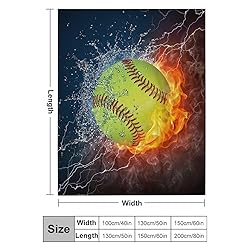 Softball On Fire and Water Sofa Throw Blanket