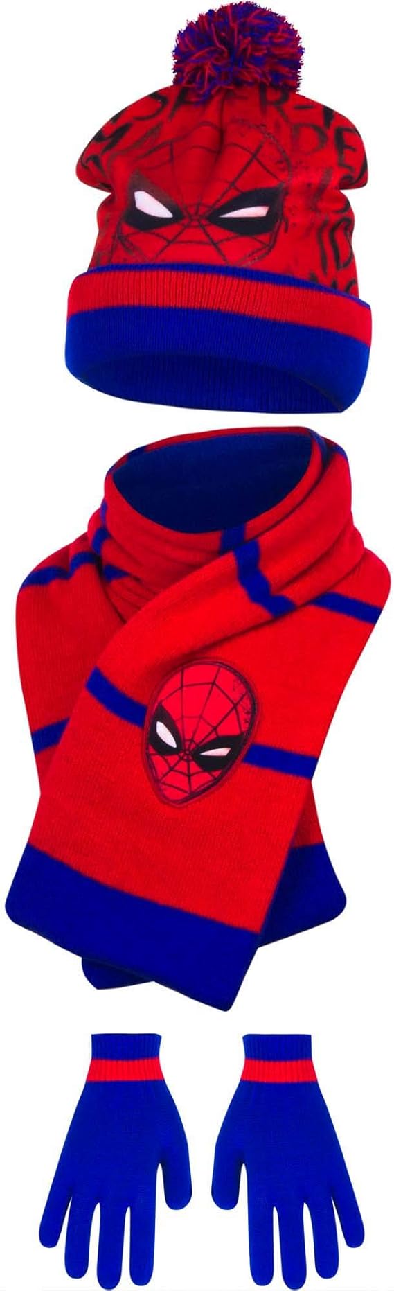 Marvel Spiderman Boys Set Hat Scarf and Gloves Winter 36 Years Red