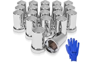 HQALTY 20PCS 33mm Lug Nut Covers Bullet Flanged ABS Chrome Plastic Push-on Nut Cover Caps for Semi Trucks