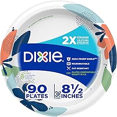 Dixie Medium Paper Plates, 8.5 Inch, 90 Count, 2X Stronger*, Microwave-Safe, Soak-Proof, Cut Resistant, Disposable Plates For