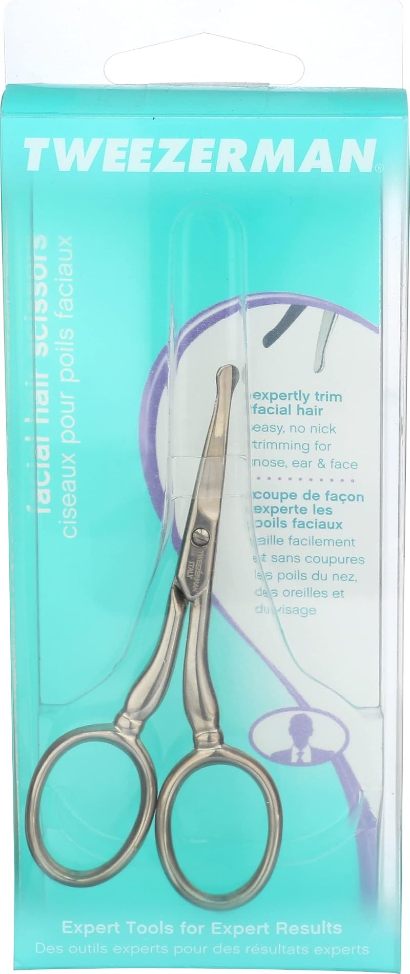 Tweezerman Facial Hair Scissors for Eyebrows Mustache Precision Trimming