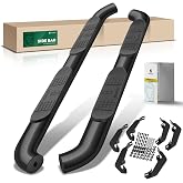 YHTAUTO 4 Inch Running Boards for Chevy &amp; GMC, Crew Cab | Compatible with Colorado &amp; Canyon 2015-2026 | Oval Bent Ends Carbon Steel Semi-Gloss Black Powder Side Steps