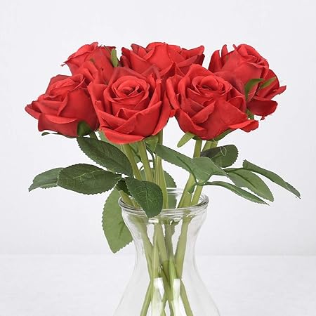 Yqing 1 Paquet Rose Artificielle Bouquet Artificiel Fleur Bouquet Rose Deco Faux Bouquet De Rose Avec 9 Têtes De Fleurs Artificielles Pour La Maison