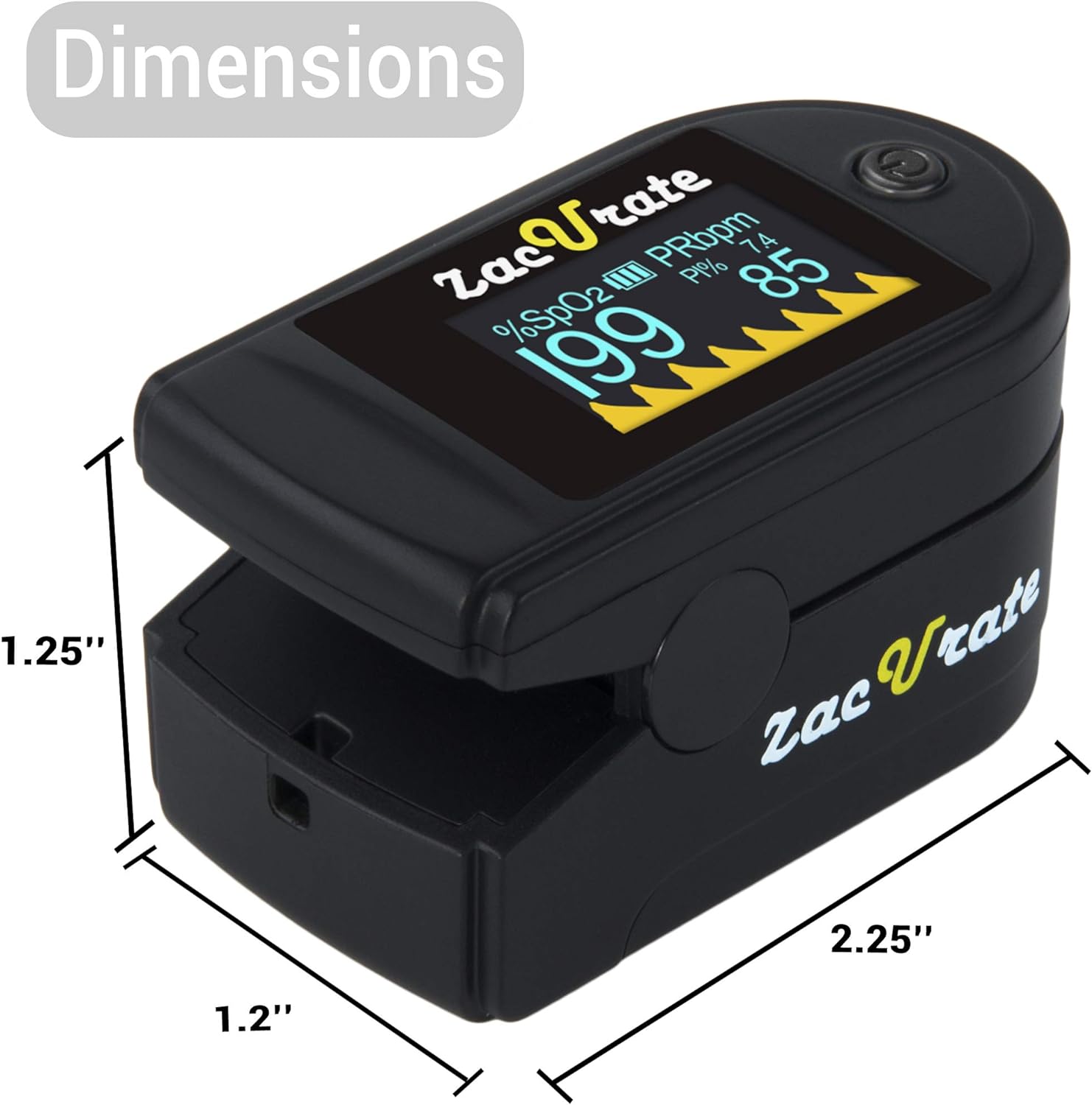 Zacurate 500C Elite Fingertip Pulse Oximeter Blood Oxygen Saturation Monitor with Silicon Cover, Batteries and Lanyard (Coal Black): Health & Personal Care