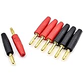 8Pcs 4mm Banana Plug Male Connector Gold Plate Solder Type for Multimeter Test Leads Speaker Wire Cable RC Lipo Battery Charg