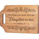 AceThrills Daughter in Law Gifts for Daughter in Law Birthday, Christmas gifts - Engraved Bamboo Cutting Board (Everything Tastes Better)
