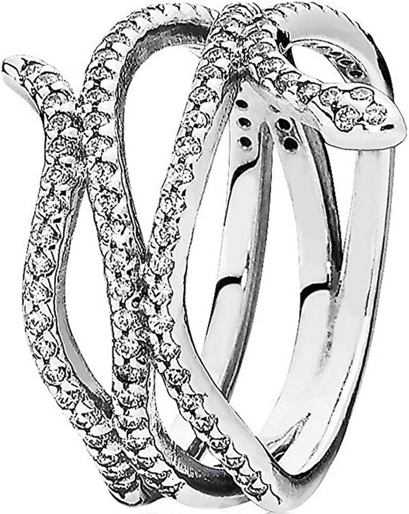 Pandora 190954CZ Swirling Snake Ring, Size 7