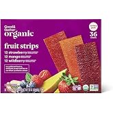 Organic Fruit Strip Variety Pack - Strawberry, Mango, Wildberry - 18oz/36ct Good and Best 36 Pack