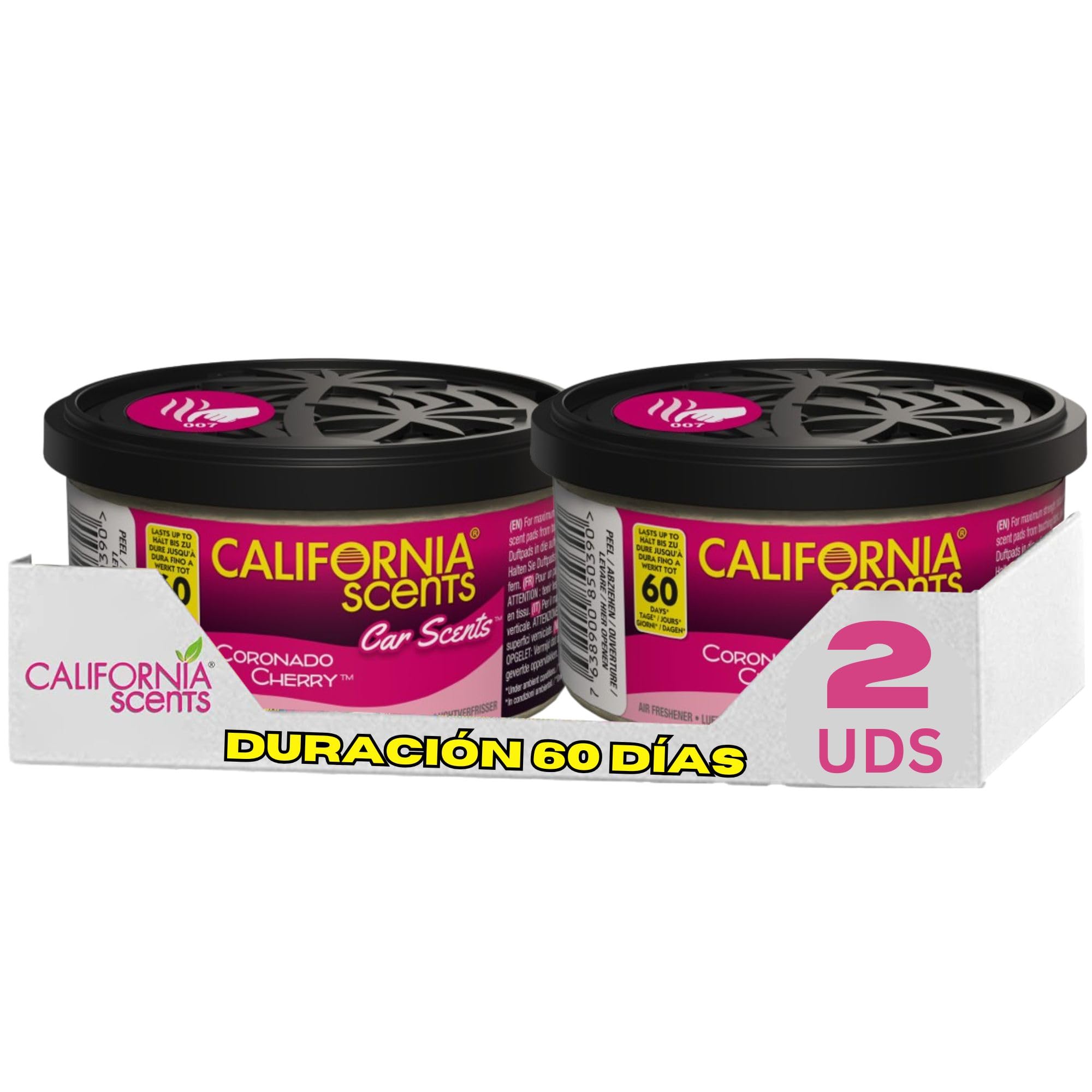 California Scents CCS-307AMAZON Car Scents Coronado Cherry Air Freshener (Pack of 2) Long Lasting Fruity Fragrance, Environmentally Friendly, Light Weight Organic Product, Pack of 2 Canisters