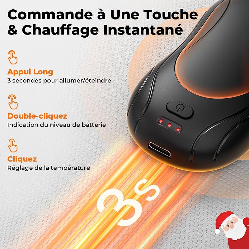 Chauffe Main Portable, 23H, 6000mAH Conception Divisée Amovible — photo 3 sur 8