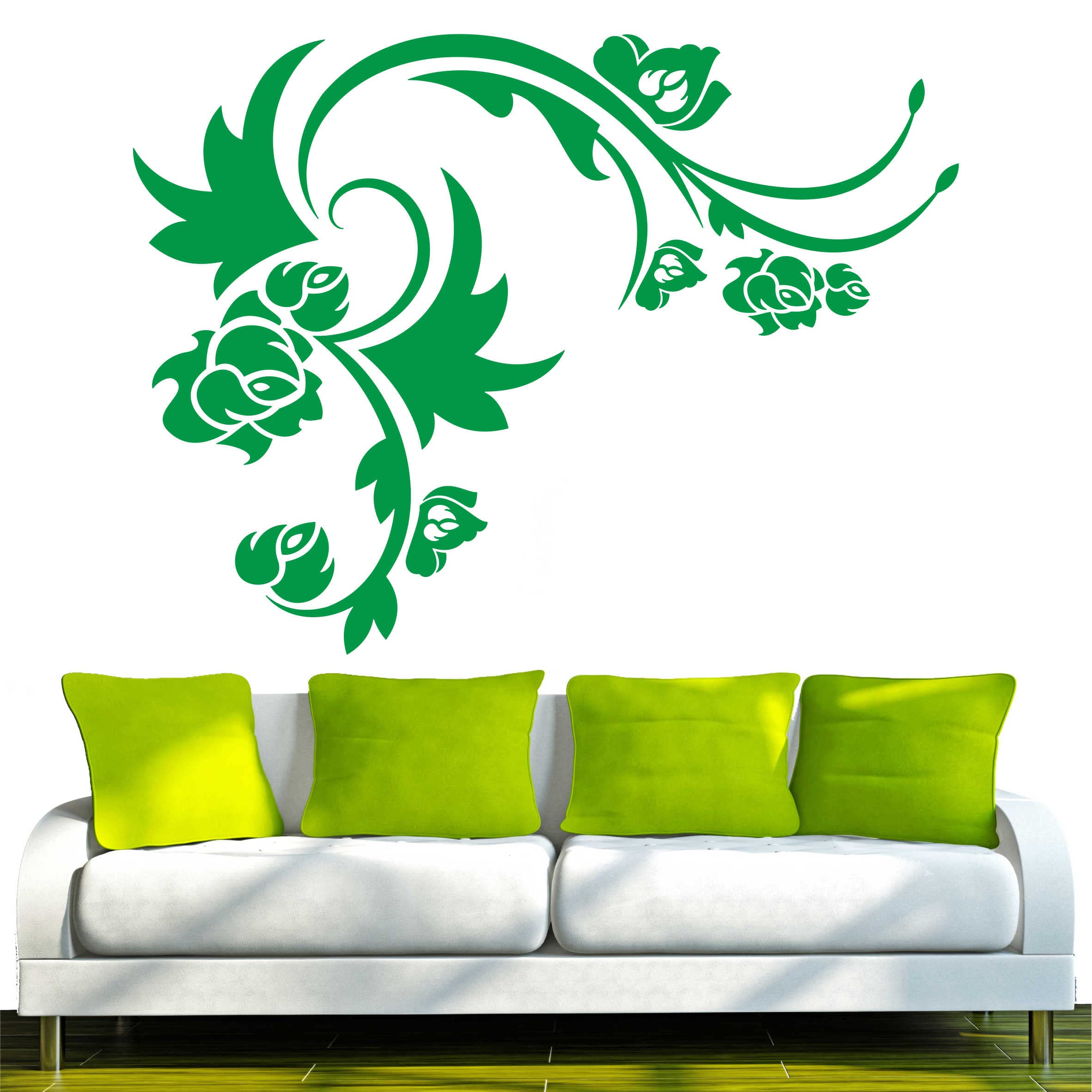 INDIGOS 4051095664772 Wall Sticker Vinyl Wall Art Sticker D158 Beautiful Plant Tendril Tribal 120 x 90 x 1 cm, Green