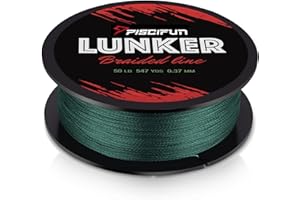 Piscifun Lunker Braided Line, Braided Fishing Line with Super Abrasion Resistance, Zero Stretch & Thinner Diameter for Extra 