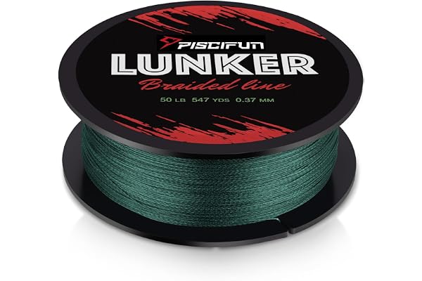 Piscifun Lunker Braided Line, Braided Fishing Line with Super Abrasion Resistance, Zero Stretch & Thinner Diameter for Extra