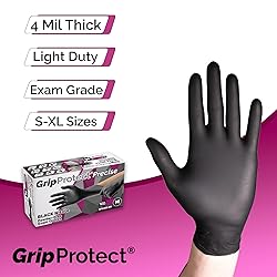 GripProtect® Precise Black Nitrile Gloves, Exam, 4