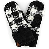 C.C CC Super Thick Fuzzy Fleeced Lined Warm Winter Knitted Mittens Gloves
