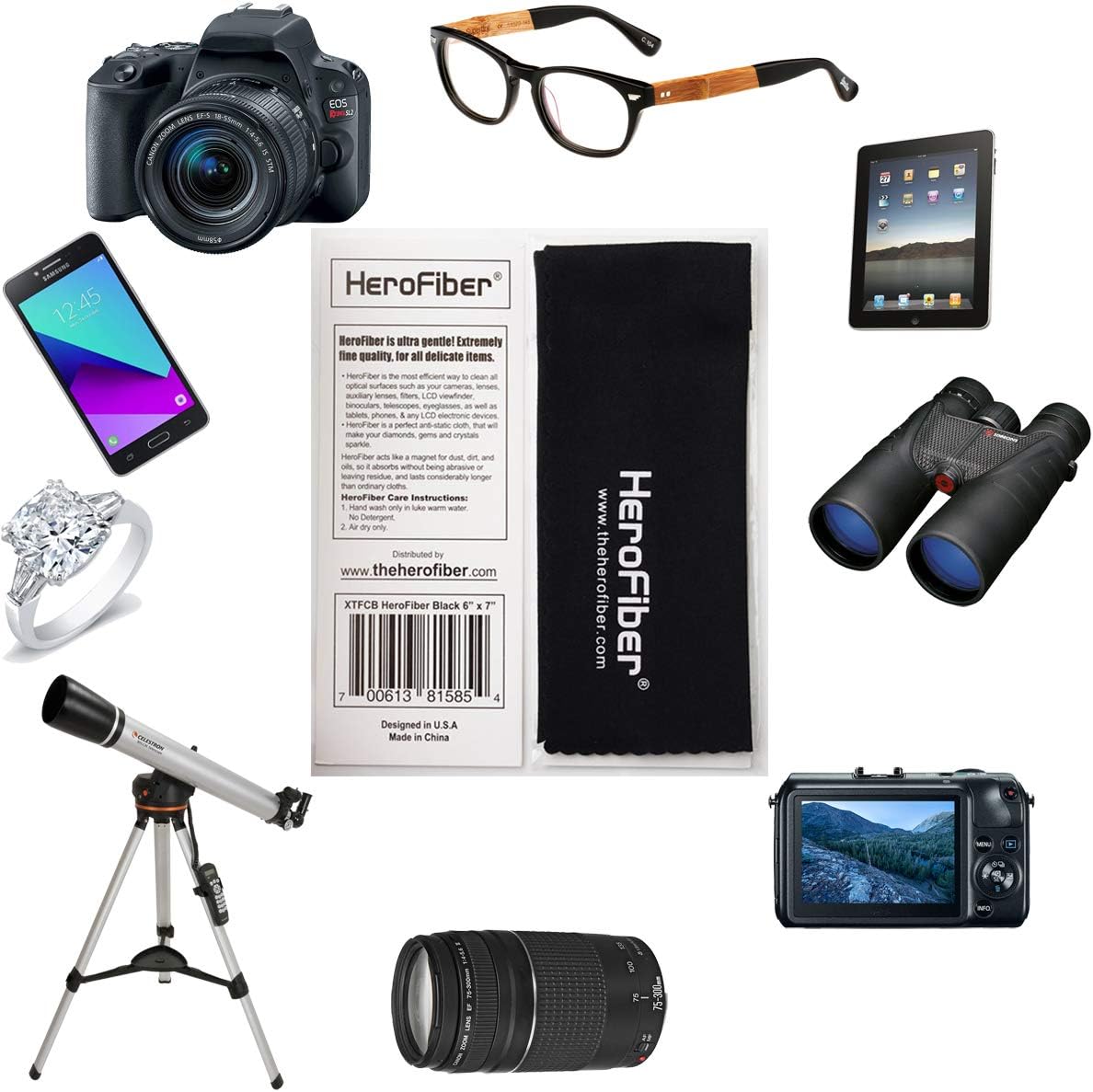Panasonic Portable AM/FM Radio with Great Reception, Led Tuning Indicator, Compact Size + 4 AA Batteries + HeroFiber Ultra Gentle Cleaning Cloth : Camera & Photo