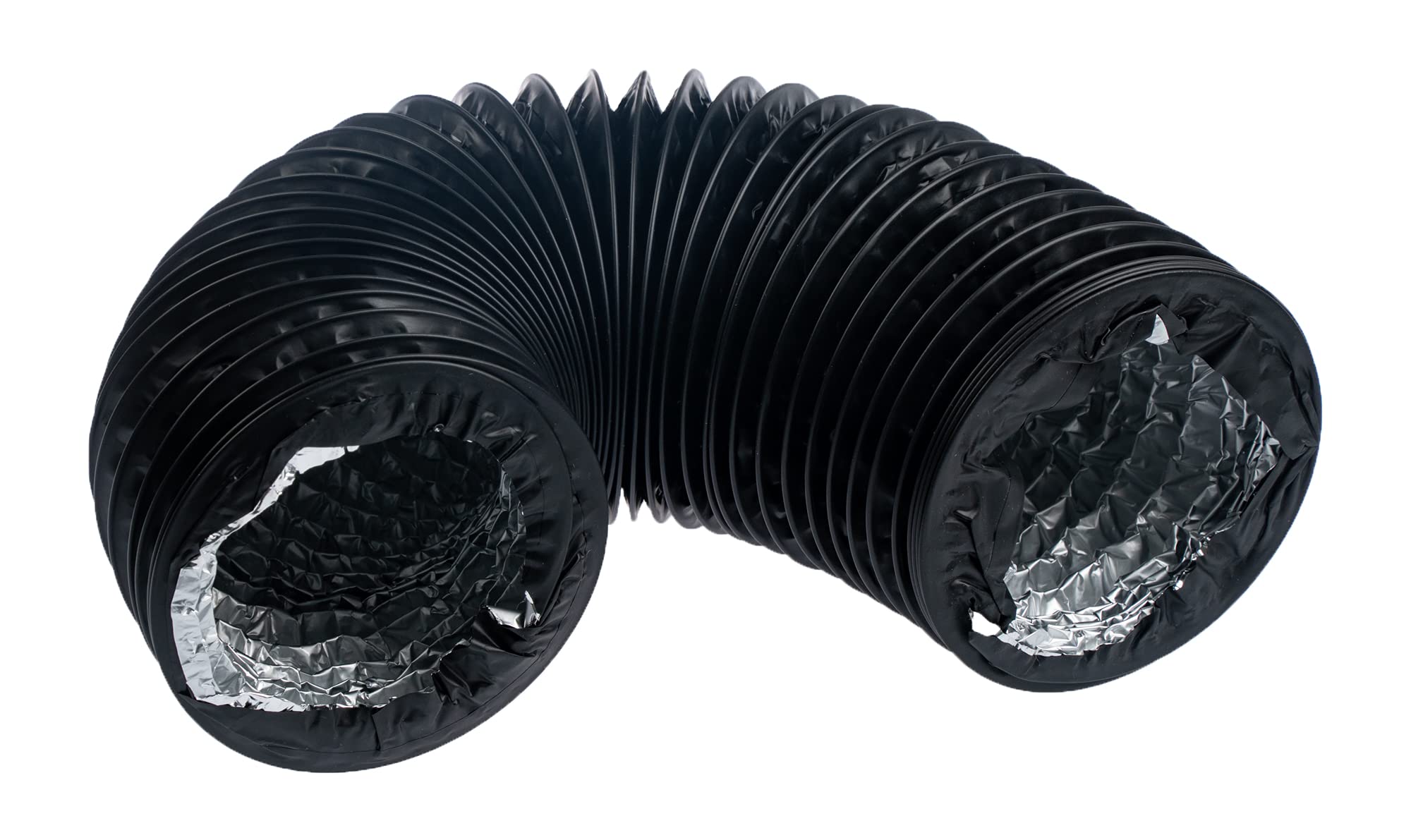 Steinberg14 Black 100mm Flexible Ducting 1m - 4 inch Ducting for Air Conditioner - Extractor Tube Hose - Tumble Dryer Pipe - PVC/Aluminium Duct for Cooling Ventilation and Air Conditioning Systems