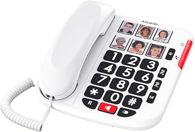 TMAX 10+ Téléphone Fixe Filaire Sénior - Grosses Touches - Audio Boost - Touches avec Photos - Mains Libres - Indicateur Lumineux d'Appel - Sonnerie Forte - Compatible Aides Auditives