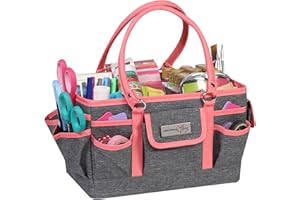 Everything Mary Craft Bag Organizer Tote, Coral - Storage Art Caddy for Sewing & Scrapbooking - Crafts Supply Carrier w/Handle for Supplies & Tools - Organization for School, Medical, Office