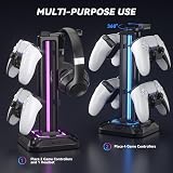 KDD Headset Stand w/ Controller Holder, 9 Light Modes, Rotatable Hook - Black view 6