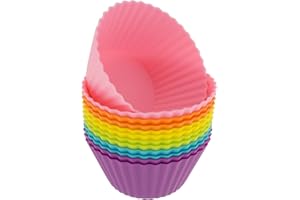 Freshware CB-300SC 12-Pack Silicone Standard Round Reusable Cupcake and Muffin Baking Cup, Six Vibrant Colors
