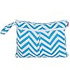 Image 3 - Damero 2pcs Travel Wet and Dry Bag, Reusable Wet Bags Organizer with Two Zippered Pocket for Cloth Diaper, Pumping Parts, Swimsuit and Gym, Blue Chevron