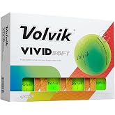 Volvik Vivid Soft Matte Finish Assorted (Green, Orange, Red, Yellow) Golf Balls (One Dozen)