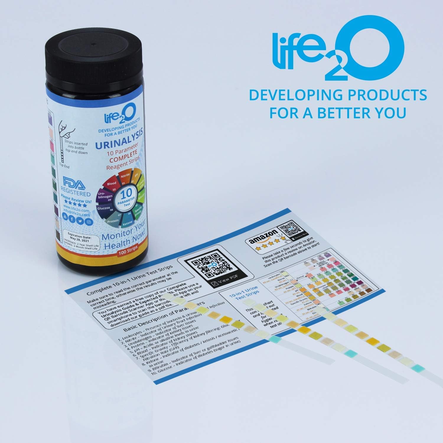 Complete 10-in-1 Urine Test Strips 100ct | Urinalysis Dip-Stick Testing Kit | Ketone, pH, Blood, UTI, Protein | Keto & Alkaline Diet, Ketosis, Kidney Infection & Liver Function | Free e-Book Included: Health & Personal Care