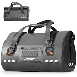 LIBZAKI Large Waterproof Rolltop Duffel Bag-Heavy Duty Motorcycle Dry Bag for Traveling, Camping, Gym,Beach,Kayaking,Quick Re