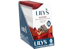 LILY'S Almond Dark Chocolate Style No Sugar Added, Sweets Bars, 3 oz (12 Count)