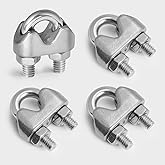 Jamiikury 4pcs M4 Wire Rope Clamp, 5/32 inch Cable Clamps Stainless Steel Wire Rope Clips