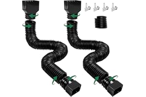 FEILAYDUN 2 Pack Rain Gutter Downspout Extensions, Upgraded Flexible Drain Downspout Extender, Rainwater Drainage Diverter with Mini Connector, Extendable from 20 to 127 Inches(Black)