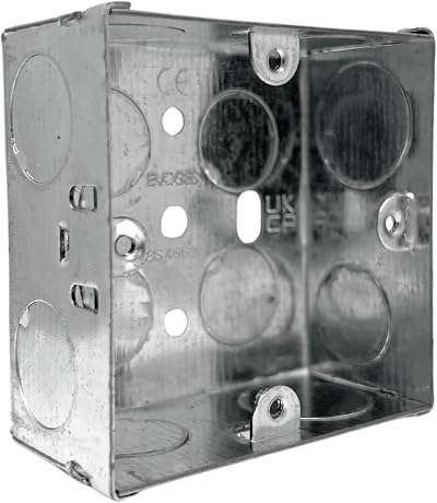 EVOGES Single Metal Back Box 35mm 1 Gang 1.0mm BS4662 Brass Terminal