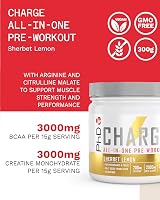 PhD Charge All-In-One Pre Workout with Creatine 300g Sherbert Lemon 20 Servings view 3