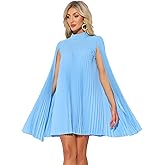 Allegra K Chiffon Dresses for Women's Loose Flowy Cloak Sleeve Cape Pleated Dress