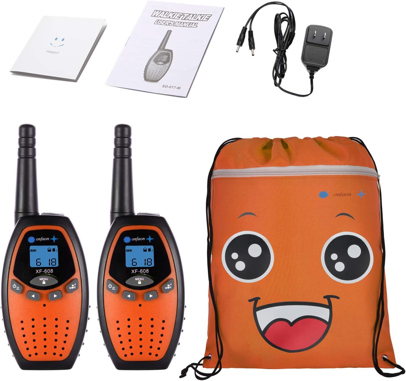 ONFAON Toys for Boys, Kids Walkies Talkies Long Range Rechargeable Walky Talky with Automatic Battery Save,Range Up to 3 Miles for Camping,Hiking,Fishing,Outdoor Activities (Orange)