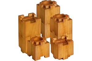 MOSXOED Bed Risers 3 Inch, Adjustable Furniture Risers Lift Heights 3, 6 Inch Heavy Duty Stackable Wood Raisers with Anti-slip Foam Pads for Couch, Sofa, Table, Chair, Supports up to 6,000 Lbs, 8 Pack, Brown