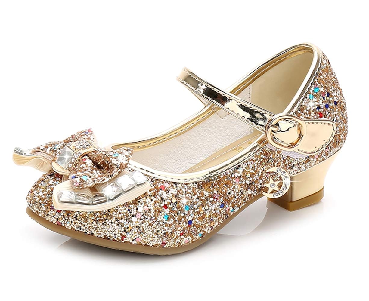 Zyernar Girls Dress Shoes Wedding Party Heel Mary Jane Princess Flower