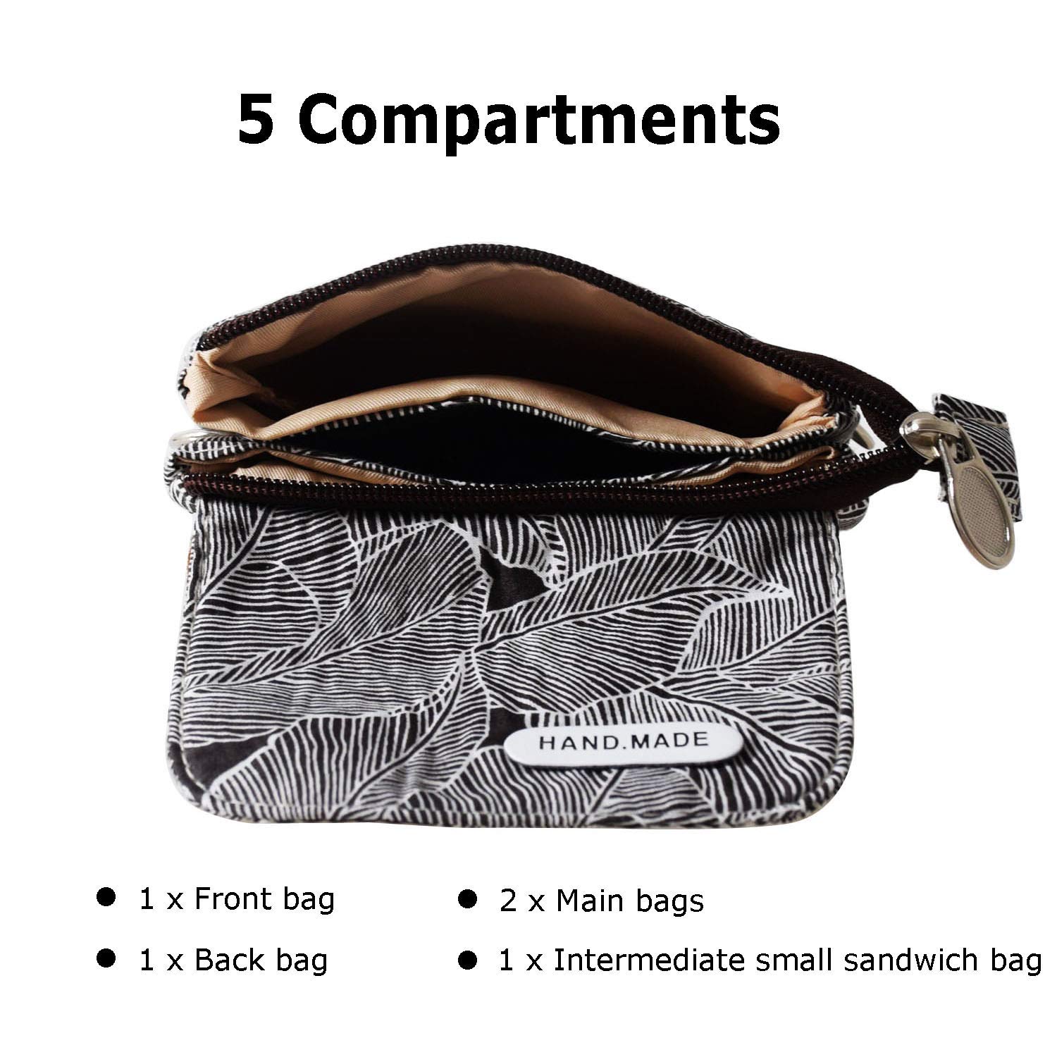 LassZone Canvas Cute Crossbody Handbags Cell Phone Purse Wallet Leaves Pattern Small Change Pouch Bags for Women Girls