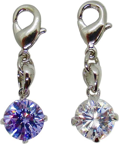 Amazon パールとクリスタルのお店 マスク アクセサリー マスクチャーム マスクフック バッグチャーム チャーム キーホルダー デコレーション マスク に ワンポイント アクセント おしゃれ ミニ プレゼント ギフト 贈り物 キュービックジルコニア ラベンダー クリア