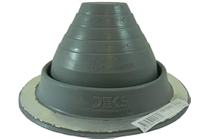 Dektite #3 Gray EPDM Metal Roof Pipe Flashing, Round Base, Pipe OD 1/4" - 5"