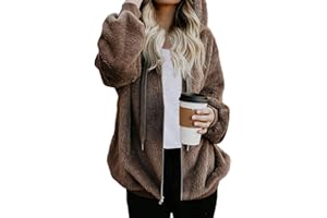 Nirovien Womens Sherpa Jacket Fuzzy Zip Up Hoodie Oversized Fleece Jackets Fluffy Coat with Pockets
