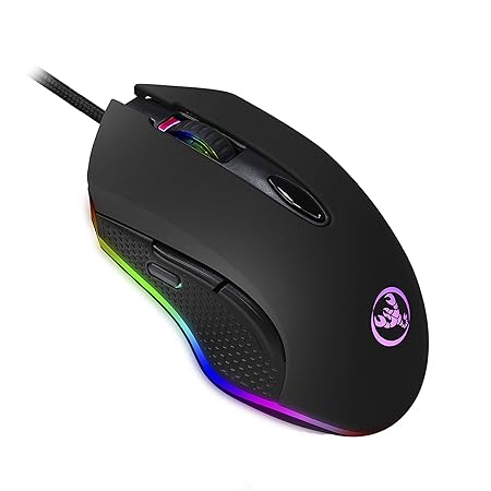 Gaming Maus[Zwei Jahres Garantie&6 Tasten Programmierbaren]QueenDer Optische Gamer Mäuse Ergonomisches USB Wired Mouse mit 12