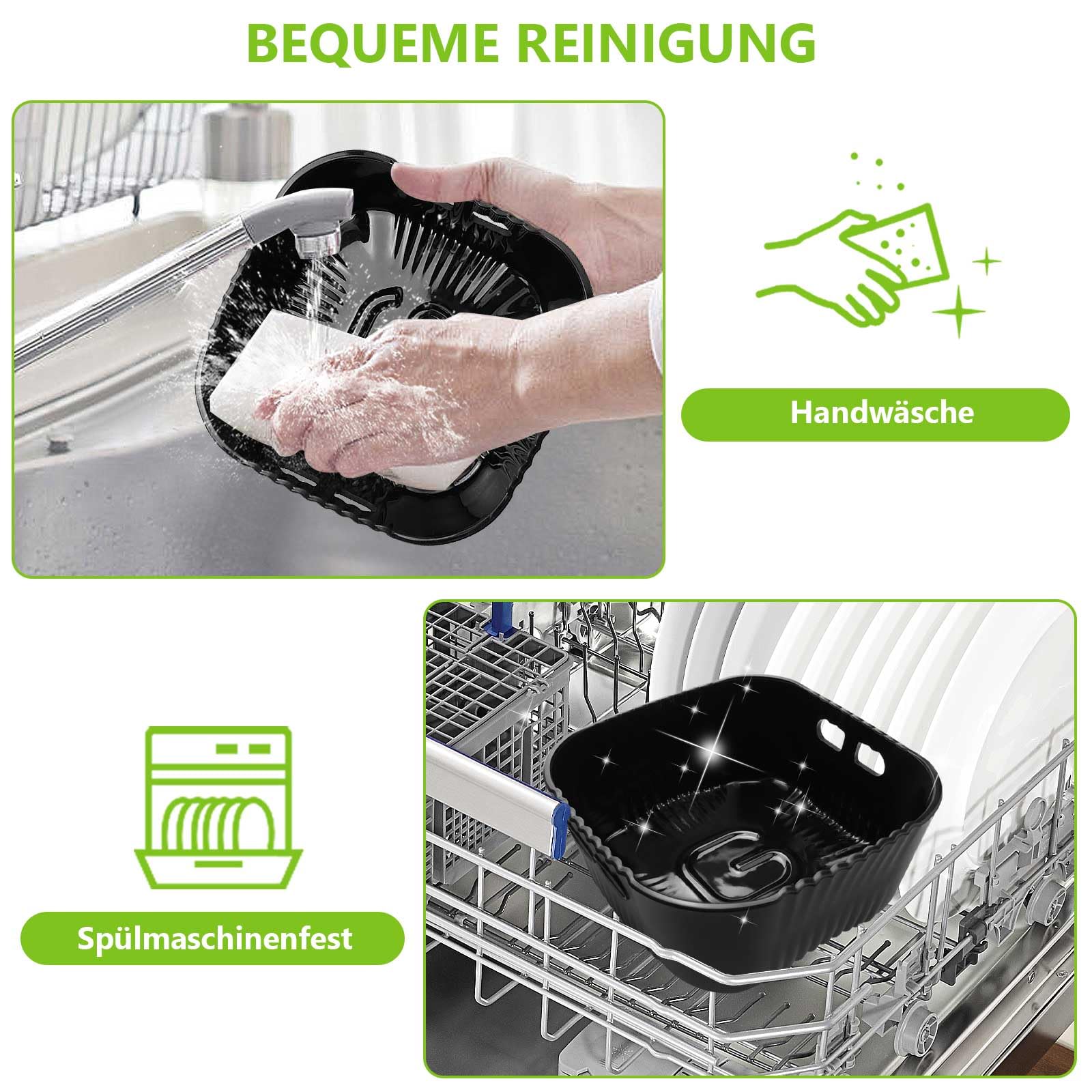 20CM Airfryer Silikonform Zubehör für Philips 2000 Series 4,2L (NA229/00), Russell Hobbs L 4L, COSORI Lite 3.8L, 2 Stück Platin-Silikonform Zubehör für Heißluftfritteusen, Wiederverwendbar 6