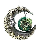 HolyHaHa Valentines Day Gifts for Daughter from Mom, Love You to The Moon and Back Crescent Moon & Earth Resin Ornament