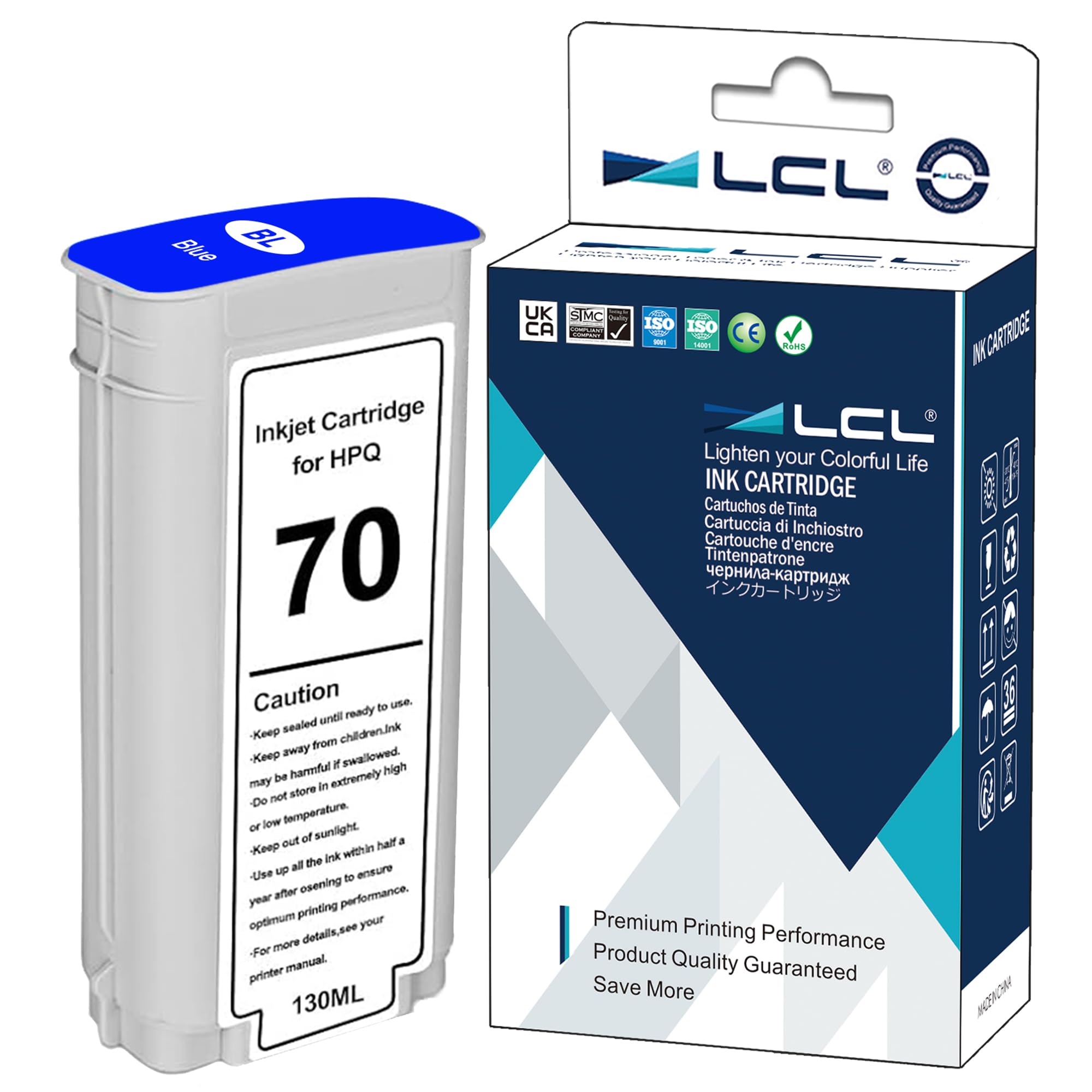LCL Compatible Ink Cartridge 70 C9458A 135ML High Yield (1Pack Blue) Replacement for HP Designjet Z2100 Z3100 Z3100PS Z3200 Z3200PS Z5200 Z5400